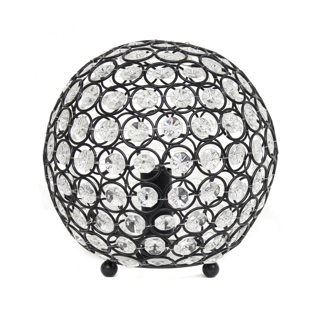 Lalia Home Elipse Medium 8" Contemporary Metal Crystal Round Sphere Glamourous Orb Table Lamp For Living Room, Restoration Bronze